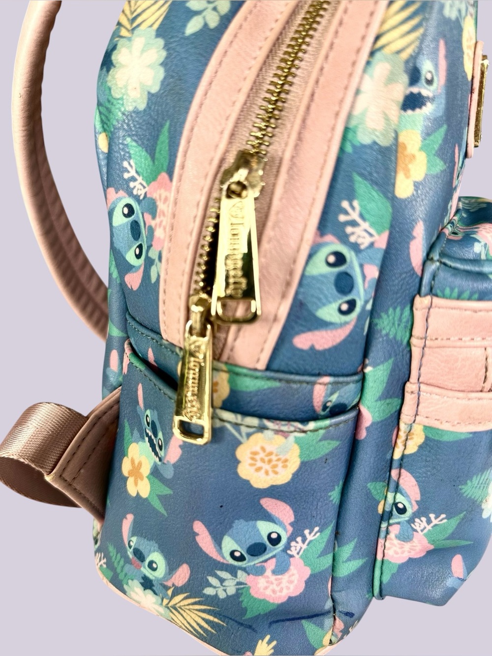Loungefly Rare Lilo & Stitch Floral Print Mini Backpack-Rare OG HEART Logo - Picture 7 of 16
